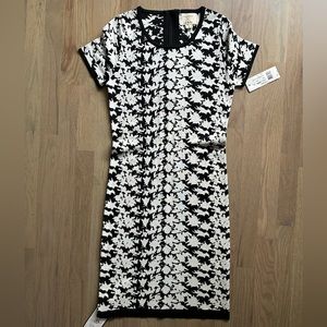 NWT Nicole Miller Artelier Black & White Knit Sheath Dress